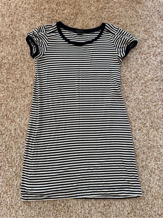Theory Dresses & Skirts - Theory Womens Cherry Striped Crew Neck Daytime T-Shirt Dress Blue White Size smP